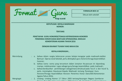 Download Tumpuan Sk Pengangkatan Guru & Tenaga Honorer Format Words