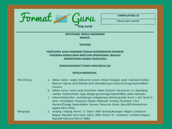 Download Teladan Sk Pengangkatan Guru & Tenaga Honorer Format Words