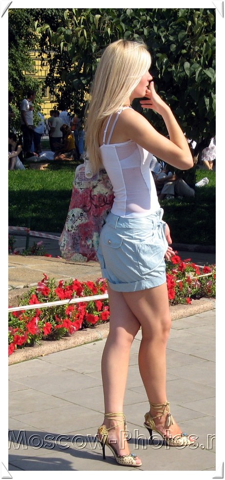 Beautiful russian blonde and hot summer in Moscow