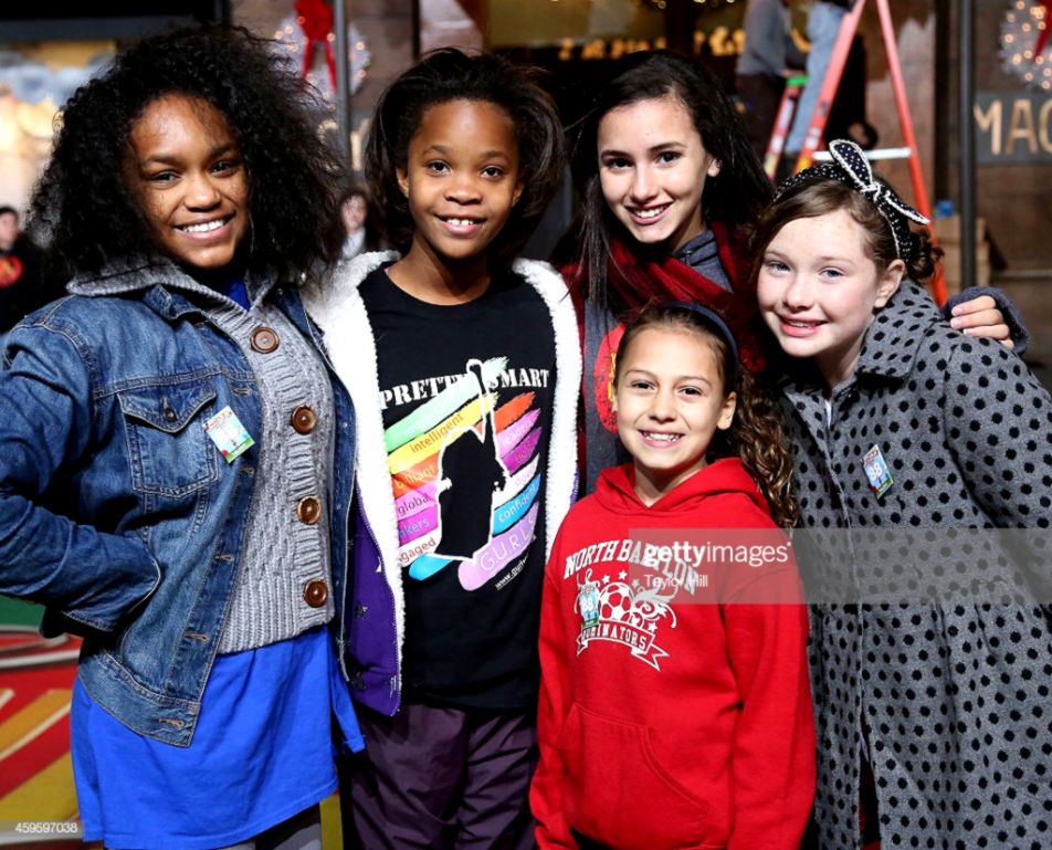 Quvenzhane Wallis and the cast of Annie attend the 88th Annual