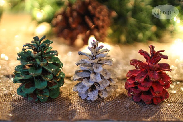DIY  //  DECORATIVE HOLIDAY PINECONES, Oh So Lovely Blog