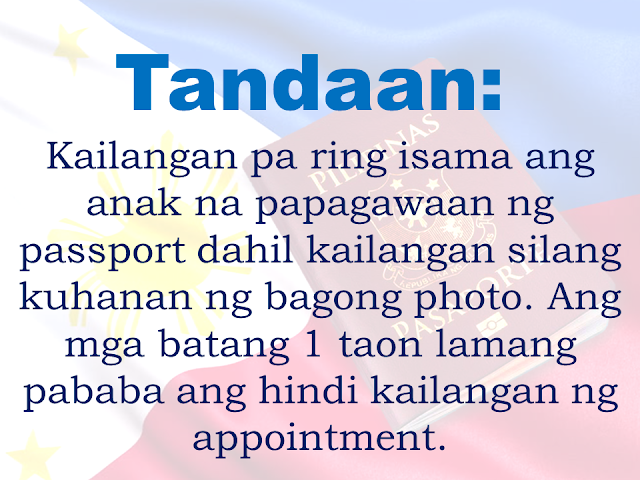  While appointment slots for passport application and renewal is seemingly a big problem in the Philippines, Filipino migrants are experiencing difficulties in their passport renewal while abroad. Many would rather spend a portion of their vacation just to renew their passport at the Consular office of the Department of Foreign Affairs (DFA) at Aseana and taking the opportunity to enjoy the privilege of the courtesy lane provided by the DFA for OFWs. Some would also renew their passport especially if they have a passport which is expiring very soon. If you are an overseas Filipino worker (OFW) who is working in Saudi Arabia and your passport is in near expiry, you can contact or go personally to the  Philippine Embassy or consulate nearest your area. Of course, you may need first to secure an appointment and you can do it by visiting the official website of the Philippines Embassy in Saudi Arabia at http://philembassyriyadh.checkappointments.com/.  Advertisement         Sponsored Links     Since walk-in passport applicants are not allowed,  all applicants are required to make an appointment online at this link http://philembassyriyadh.checkappointments.com/     However, these following categories are not required to set an appointment and can do walk-in anytime during office hours:    Those with Final Exit visas or are applying for an exit Newborn children (up to one year old) Senior citizen 60 years and older Those with physical disabilities Females who are pregnant (with the medical certificate as proof) Those who have lost their passports and need a replacement    Like the policy of other Philippine Embassies, “Walk-ins” (coming to the Embassy to apply for passport renewal without an appointment) are not allowed except for those mentioned above  Applicants are also reminded to input their email address correctly; otherwise, the confirmation message from the Embassy will not get through.  Applicants should  only have one slot or name each in the online system. If you wish to reserve the slot for your child, please use the child’s name and information, and use your email address in order to receive and print out the confirmation message.    The Embassy cancels duplicate appointments on the system.  Note: you need to bring your minor children at the Embassy, as their pictures will be captured. A parent/legal guardian has to accompany them. Their appointments must be entered separately, or one appointment for each child. The parent may use his/her email address, in order to receive the confirmation message.    REQUIREMENTS FOR E-PASSPORT RENEWAL:   Appointment Personal appearance  Original passport for renewal  Photocopy of passport (data page only)  E-passport application form that can be downloaded from the Embassy website or obtained from Window 3 of the Consular Section or at the Information Desk at the Embassy lobby (no photo needed). Make sure you complete all entries before you come to the Embassy.    REQUIREMENTS FOR REPLACEMENT OF DAMAGED PASSPORT   No appointment required  Personal appearance  Original damaged passport  Affidavit of Damage of Passport  E-passport application form (no photo needed) REQUIREMENTS FOR REPLACEMENT OF LOST PASSPORT:   No appointment required  Personal appearance  Philippine Statistics Authority (PSA) Authenticated Birth Certificate on Security Paper and a photocopy  Married Females:Original copy PSA Authenticated Marriage Contract on Security Paper  Any of the following Valid IDs with one(1) photocopy:  Social Security System (SSS)/Government Service Insurance System(GSIS) Unified Multi-Purpose Identification (UMID) Card  Land Transportation Office (LTO) Driver's License  Professional Regulatory Commission (PRC) ID  Overseas Workers Welfare Administration (OWWA) / Integrated Department of Labor and Employment(iDOLE) card  Commission on Elections (COMELEC) Voter's ID or Voter's Registration Record from COMELEC Head or Regional Office  Philippine National Police (PNP) Firearms License  Senior Citizen ID  Valid School ID (for Students)  Report of lost passport from Jawazat (Saudi Passport Office) with English translation  Affidavit of Loss in English  Duly accomplished E-passport application form (no photo needed)    (Note: There is a 15 working days waiting period before the approval of the passport application)      REQUIREMENTS FOR NEWLY BORN APPLICANTS FOR E‑PASSPORT:   Report of Birth form accomplished in 4 copies. (Form available at the Consular Section of the Embassy or the website)  Arabic and English temporary birth certificate and/or other supporting documents (e.g. Notification of Birth from the clinic/hospital where the child was born) – 3 copies  Marriage Contract of parents duly authenticated by the Department of Foreign Affairs, Manila (if married in the Philippines) or authenticated by the Saudi Ministry of Foreign Affairs with English translation (if married in KSA) – 3 copies  Photocopies of parents' passports (data page only) – 3 copies  Duly accomplished E-passport application form (no photo needed)    REQUIREMENTS FOR THE RENEWAL OF PASSPORT FOR MINOR APPLICANTS (17 years old and below)   Confirmed appointment (except for 7 years old and below)  Personal appearance of the minor applicant  Personal appearance of either parent  Passport of Minor  Passport of parents  Original Birth Certificate of minor issued by PSA authenticated by DFA or Report of Birth with seal and signature of Consul for those born in the Kingdom.  Marriage Certificate of minor’s parents issued by PSA authenticated by DFA or Report of Marriage issued by Philippine Embassy, if married in the Kingdom.       ENCODING AND PAYMENT FOR YOUR PASSPORT    Your photo and biometrics will be captured at the encoding area.    Review your passport enrollment certificate before signing, as your signature indicates consent and acceptance of the details as encoded for printing in your new passport. If there is a mistake in the encoding (the most common mistakes are birthdates, the spelling of the first name or surname, and gender of an infant), the resulting passport will also carry that mistake. In such cases, the applicant will have to reapply for a new passport, pay for the same fees, and wait for the same amount of time (30-45 days).    Bring this collection slip to the cashier for processing and pay the passport fee of SR 240.00 for regular renewal in cash.      PASSPORT FEES:    Renewal   e-Passport -SR 240     Lost Passport e-Passport -SR 600  *Additional SR 100 for Affidavit     Newborn Children   Report of Birth -SR 100.00       As part of our government regulations, the Embassy does not accept debit or credit cards. The nearest ATM machines and bank are about 200 meters away.     Please note that if the payment is not made, the ePassport process will not be complete, and you will be unable to claim any passport, as the system will not start the manufacture of your passport.    REMINDERS: Always keep a copy of your passport and iqama with you. Also keep a copy of the page with your entry visa and entry border code.   Make sure your passport is valid for at least 9 months if you will use it to travel.   It takes about 6-8 weeks for your passport to be released after encoding at the Embassy. Get an appointment for e‑Passport renewal at least 9 months before it expires.  READ MORE: Can A Family Of Five Survive With P10K Income In A Month?    Do You Know The Effects Of Too Much Bad News To Your Body?    Authorized Travel Agency To Process Temporary Visa Bound to South Korea    Who Can Skip Online Appointment And Use The DFA Courtesy Lane For Passport Processing?