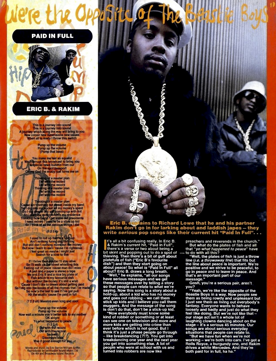 Eric B. & Rakim Smash Hits Magazine Beastie Boys "Hip-Hop Nostalgia"