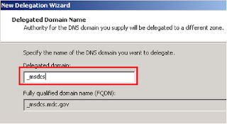 DNS new delegation wizard