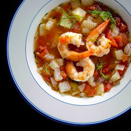 Kitchen Riffs Fennel Soup with Shrimp and Beans