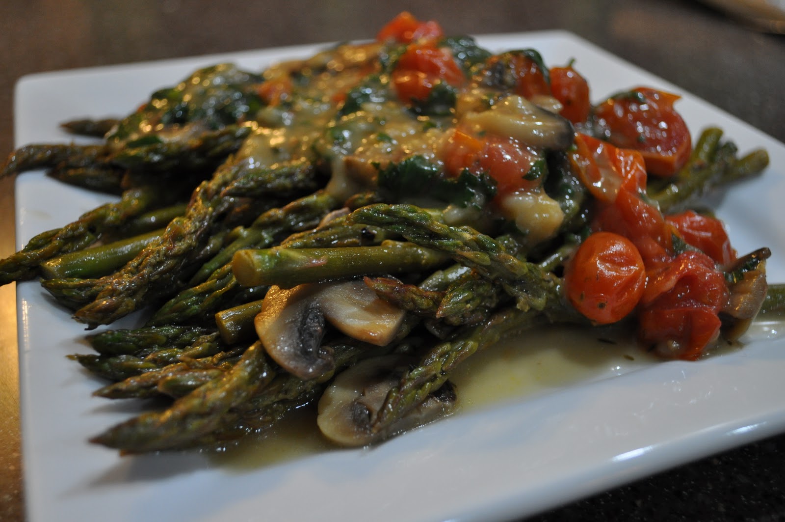 Teacher, Baker, Gourmet Meal Maker Asparagus with Mushrooms, Grape