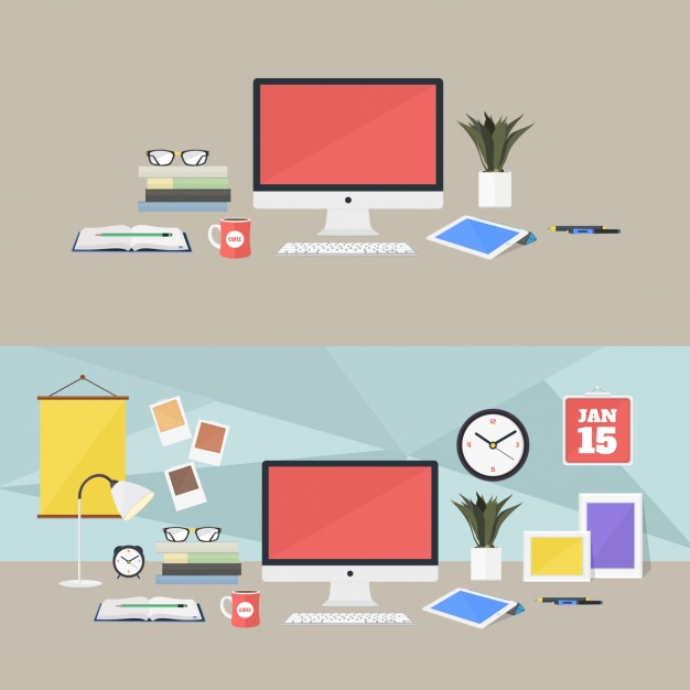Coloured workplaces design Free Psd