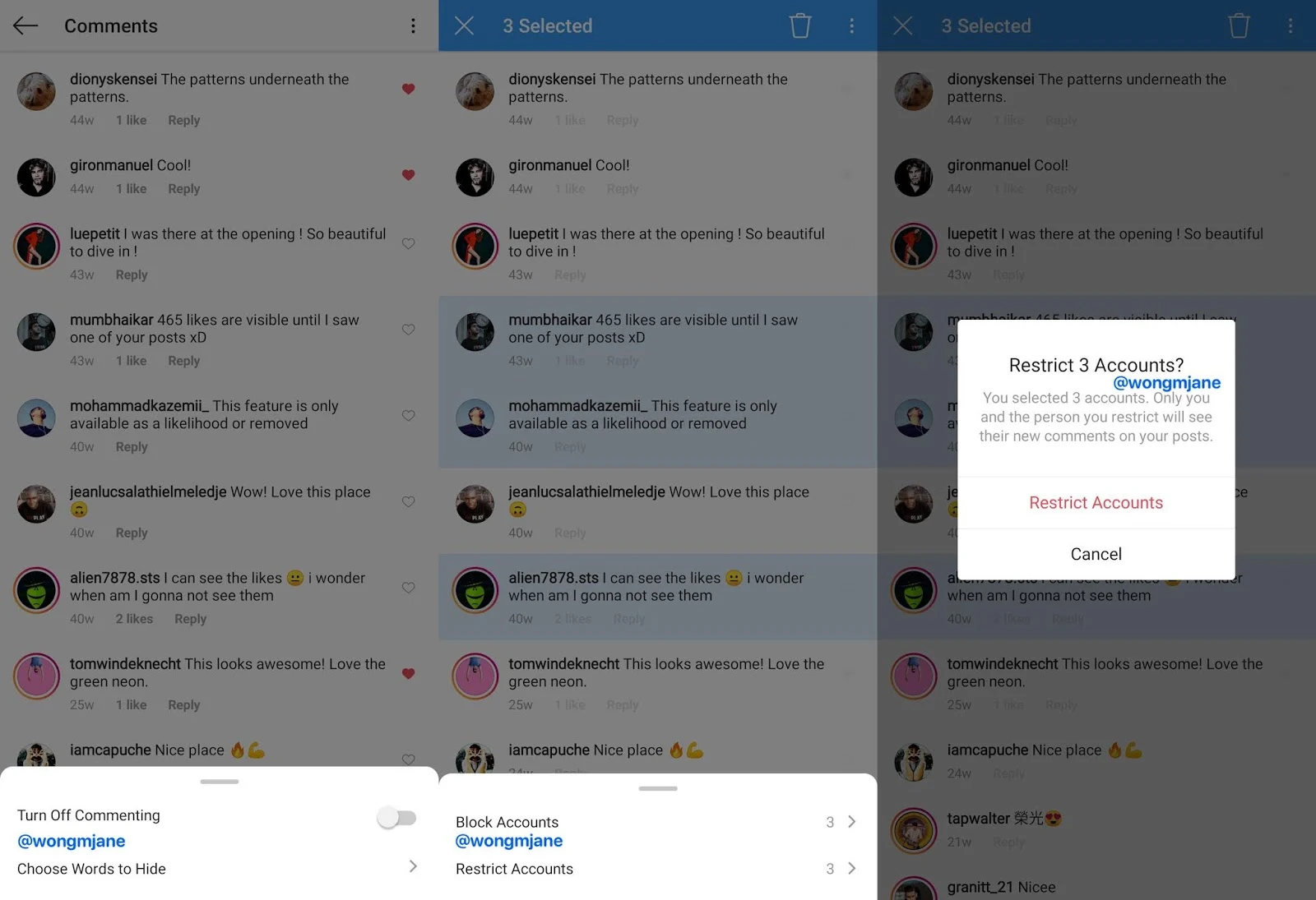 Instagram is working on letting you block/restrict multiple accounts from your comment sections in a new tool to help mitigating comment abuses