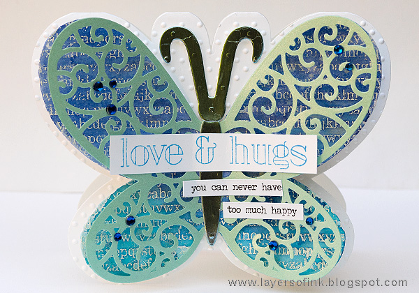 Layers of ink - Dimensional Butterfly Card Tutorial by Anna-Karin with Sizzix Stephanie Barnard Butterfly Fold Its