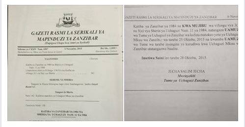 Gazeti la Serikali ya Mapinduzi Zanzibar (SMZ) Lachapisha Taarifa ya Kufuta Rasmi Uchaguzi Wa Zanzibar