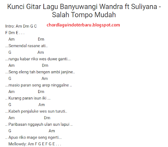 Chord Lagu Banyuwangi
