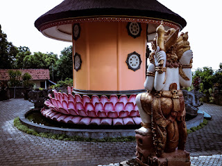 Pagoda Building And Statue In The Yard Of Buddhist Monastery North Bali Indonesia