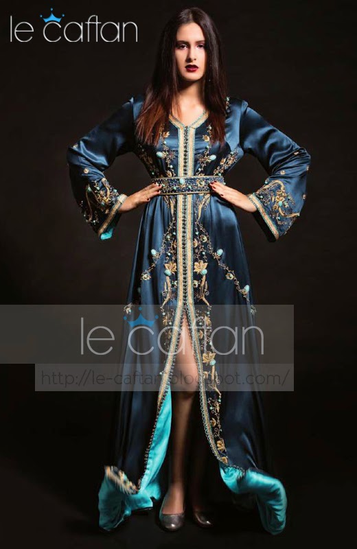Caftan 2015 Moderne Couleur Bleu Nuit - Acheter & Commander en ligne | LE CAFTAN