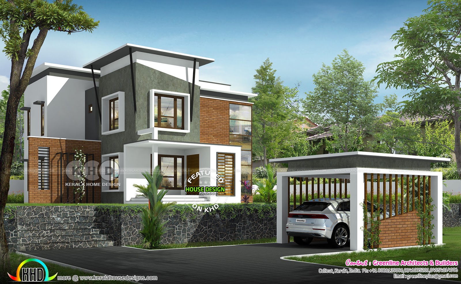 Modern 3 BHK house with separate car porch - Kerala home design ...