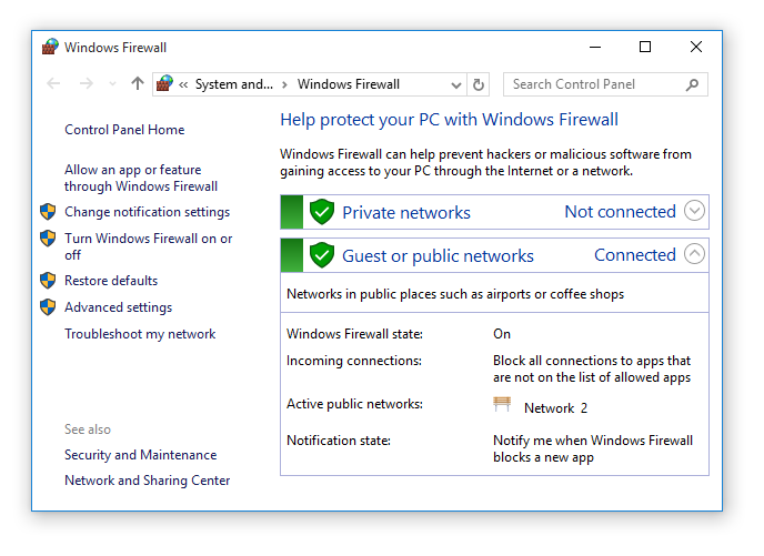 Windows 10 Firewall
