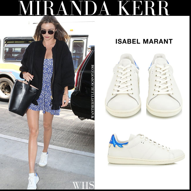 Miranda Kerr in white leather Isabel Marant Bart sneakers