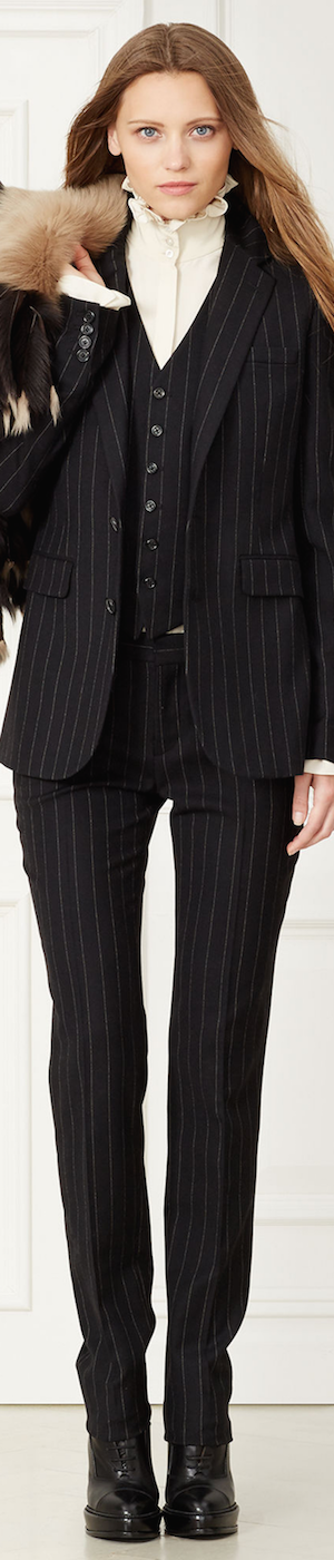 RALPH LAUREN YVETTE PINSTRIPED WOOL JACKET