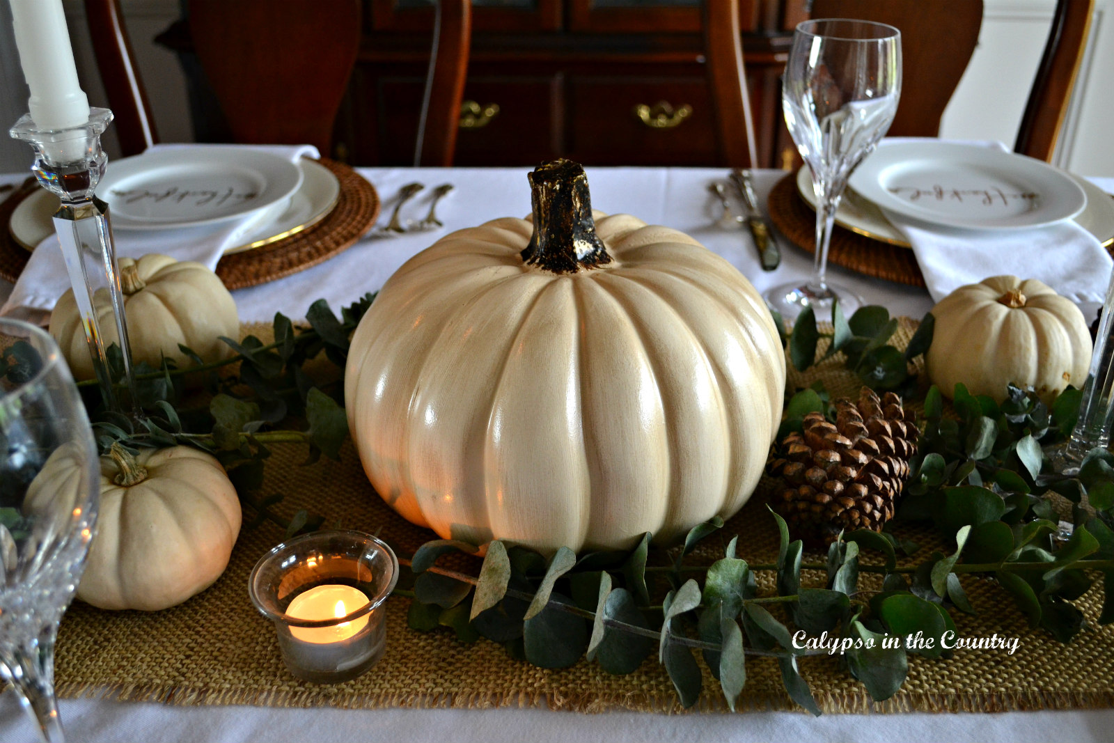 Tablescape with White Pumpkins Tablescape with White Pumpkins