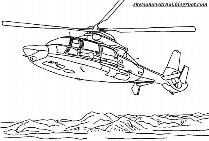 Gambar Sketsa Mewarnai Helikopter Pesawat Tempur Rebanas