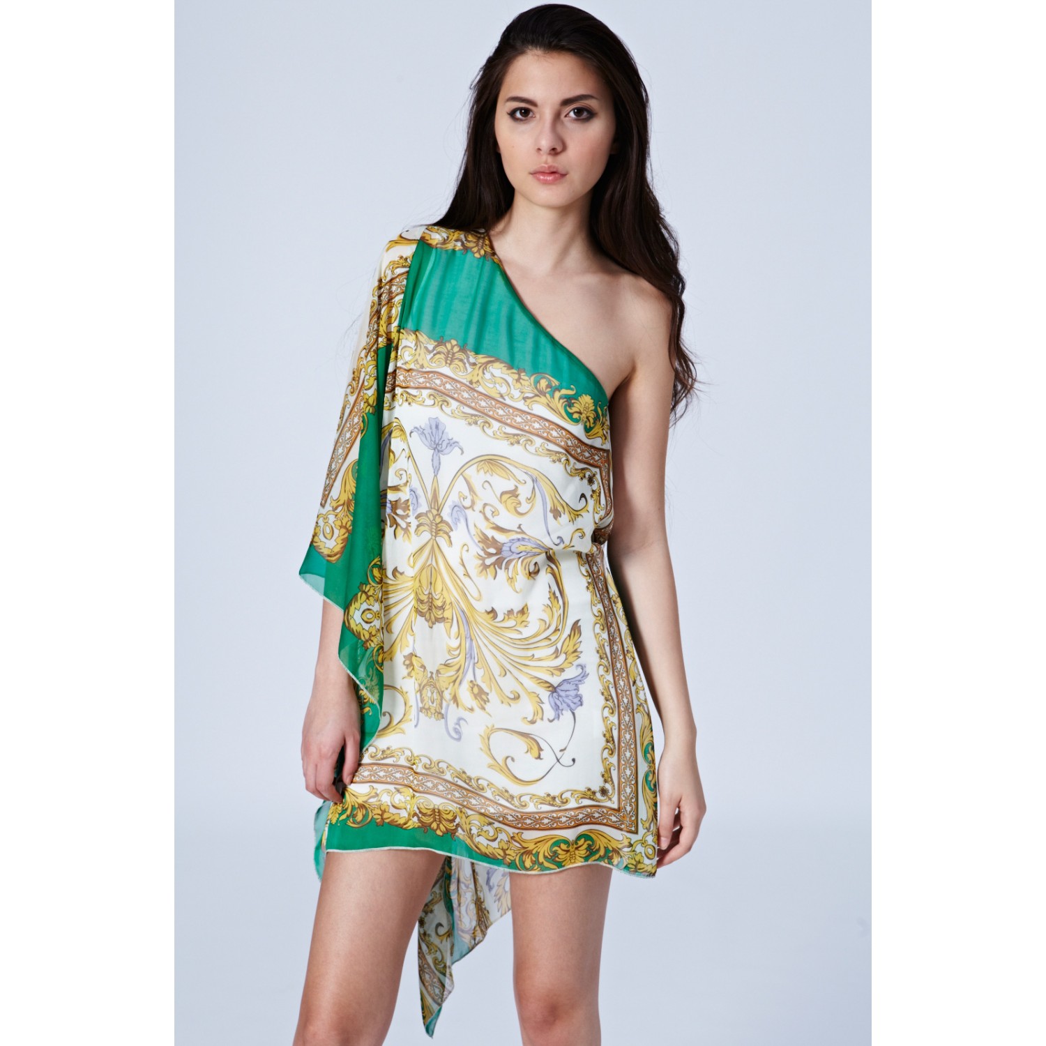 lush-doodles-one-shoulder-scarf-print-dress