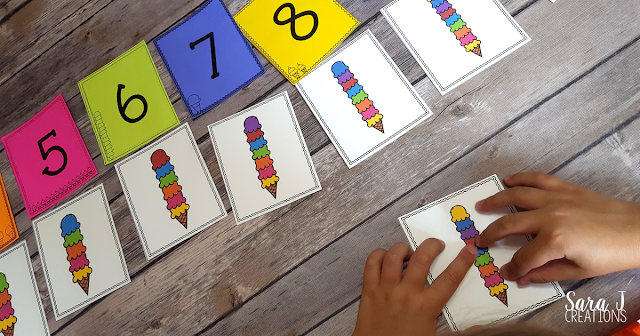 Free ice cream themed number match is the perfect counting practice for numbers 1-10. Ideal for preschool and kindergarten!