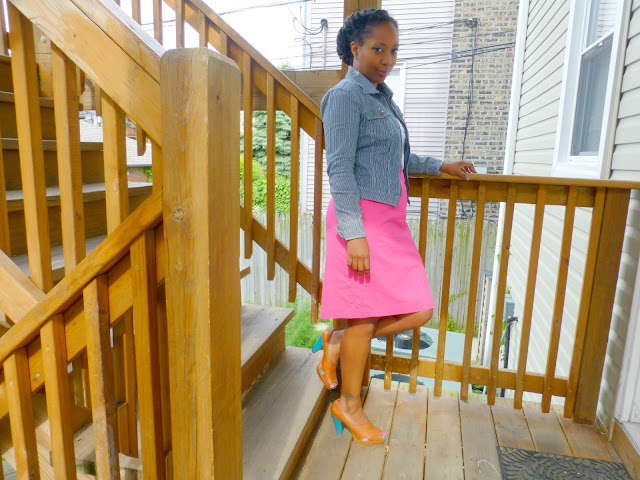 thrifted pink pencil skirt