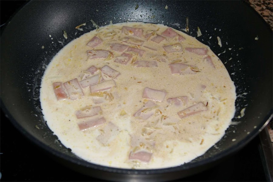 patatas con jamón a la crema de soja paso 3