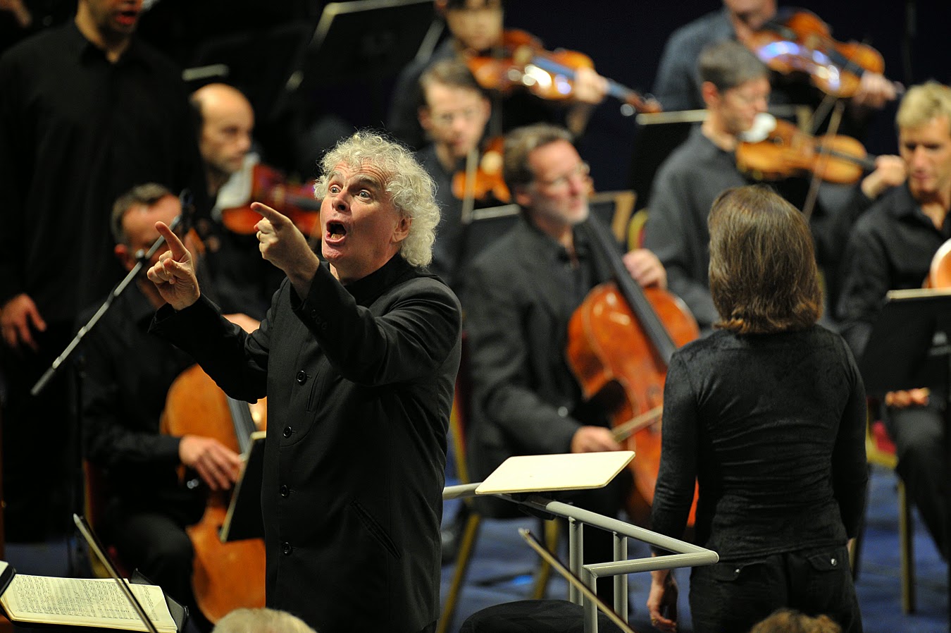Simon Rattle and the Berlin Philharmonic Orchestra in Bach's St Matthew Passion at the BBC Proms - photo credit BBC / Chris Christodoulou
