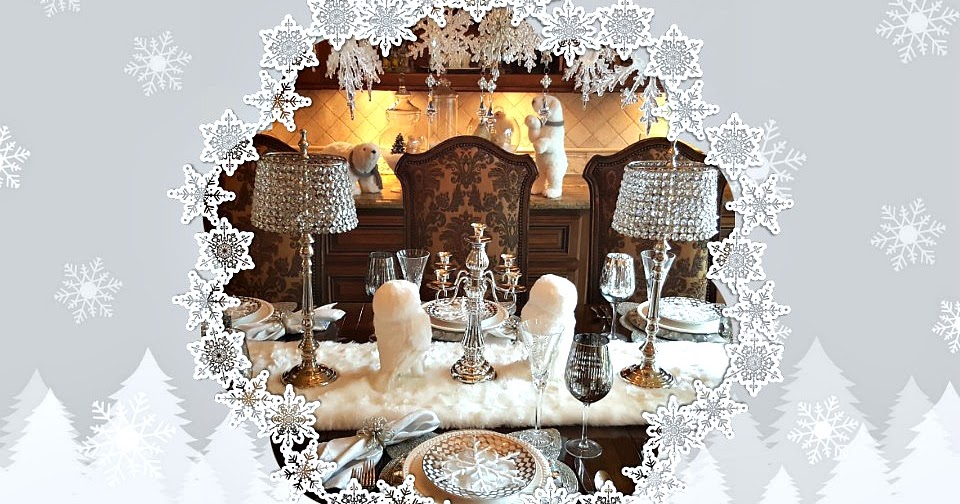 Snowflakes and Baubles Tablescape  White christmas decor, Christmas  chandelier, Christmas tablescapes