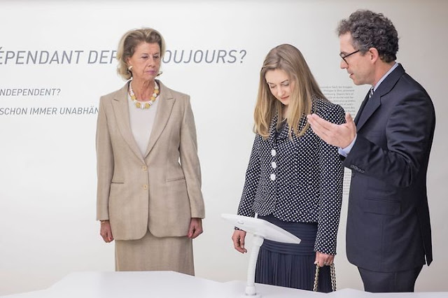  Crown Duchess of Luxembourg Stephanie accompanied by representatives of the Association "Les Amis des Musées d'Art et d'Histoire Luxembourg