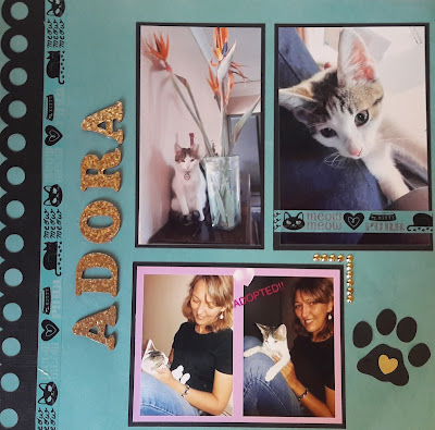 Double Page Cat Scrapbook Layout, purr-fect, pet, cat, Silhouette Cameo, Embellishments, Mint, cardstock, Eccentric Eclectic Studio