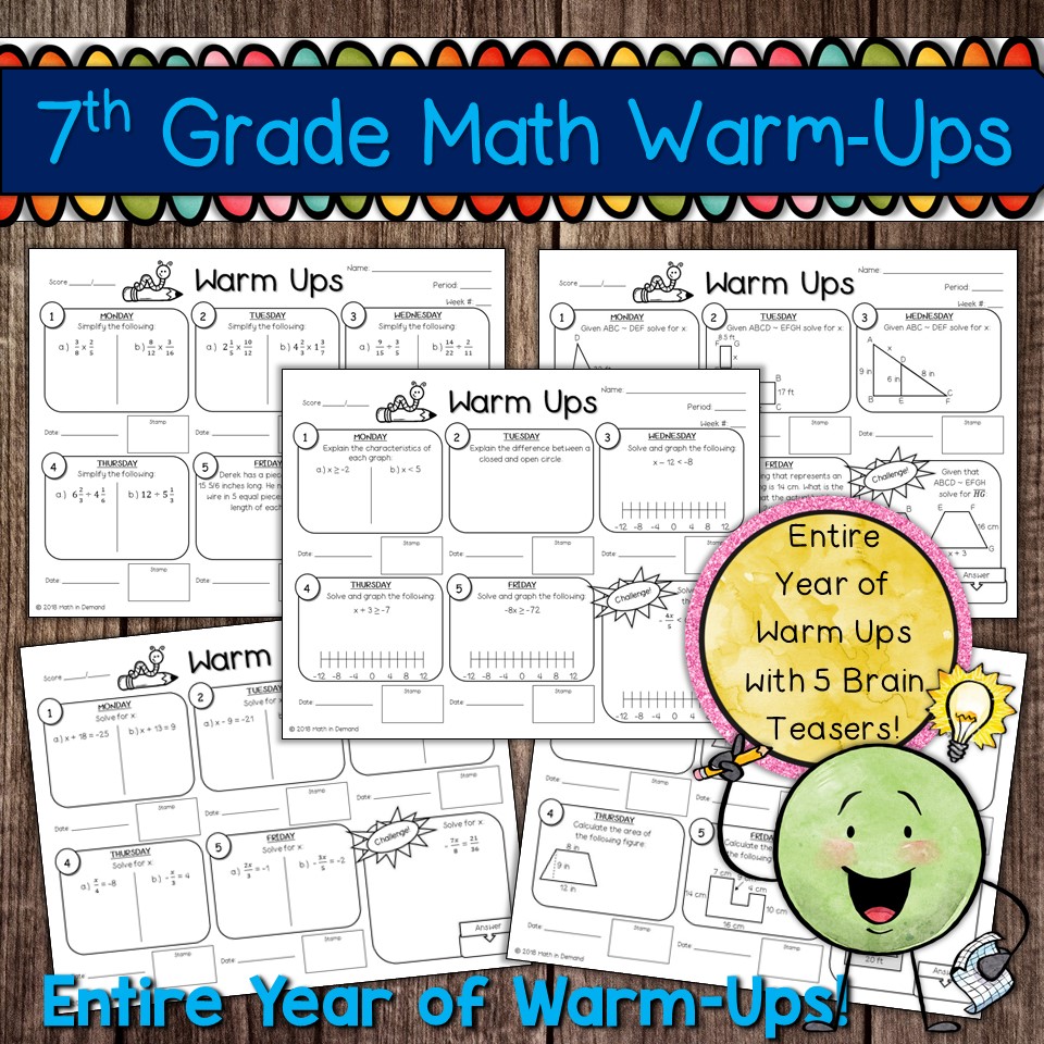 Math In Demand 7th Grade Math Warm Ups Math In Demand 7th Grade Math Warm Ups