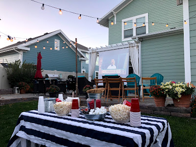 Outdoor movie night in the backyard quick and easy set up