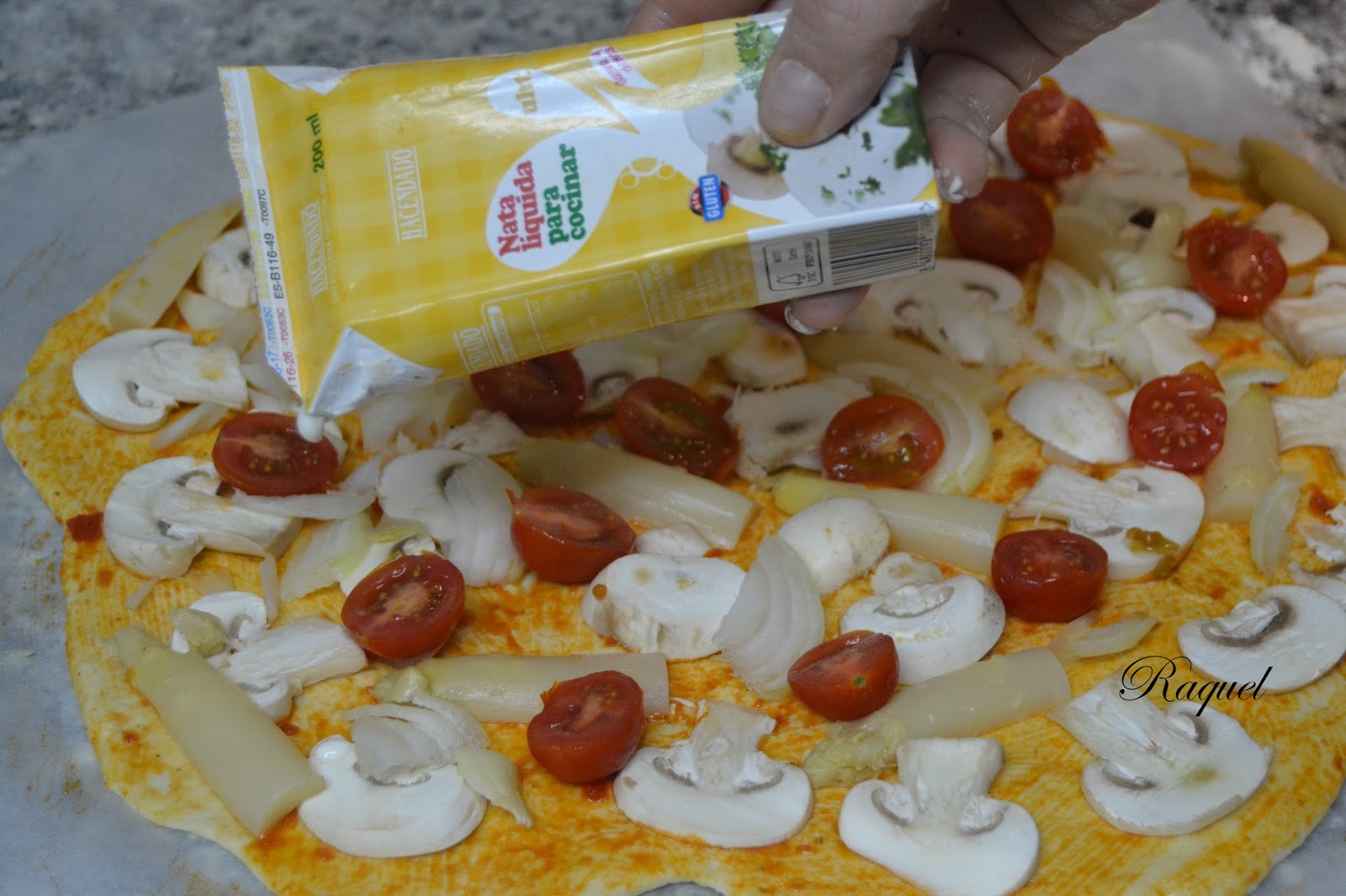 Mi Diversión en la cocina Pizza vegetal con nata