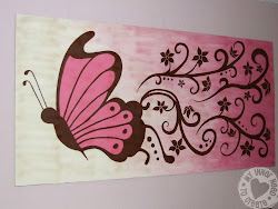 flower butterfly pink mural canvas paintings brown painting easy wall painted acrylics inner need january murals except include would daughters