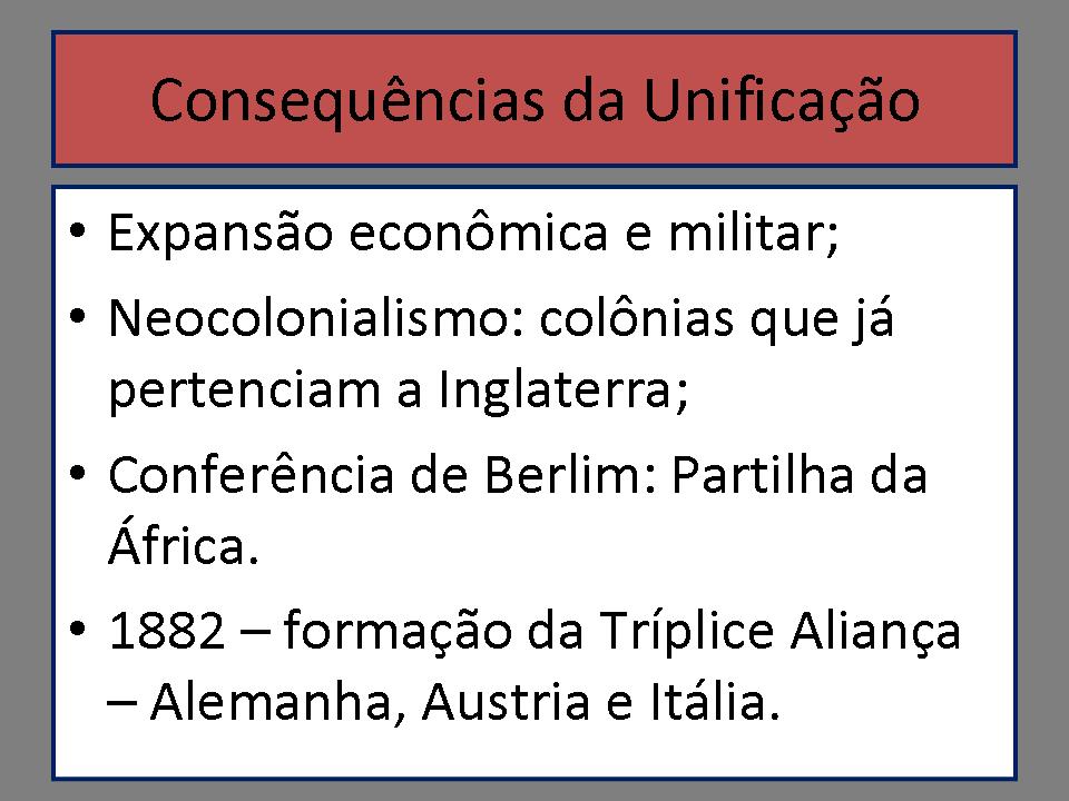 História, Passado e Presente Unificação da Italia e da Alemanha 8º ano