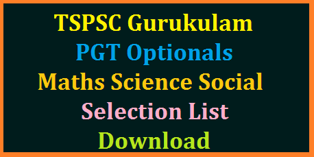 TSPSC Gurukulam PGT Maths Science Social Optionals Final Selection List for Appointment -  Download