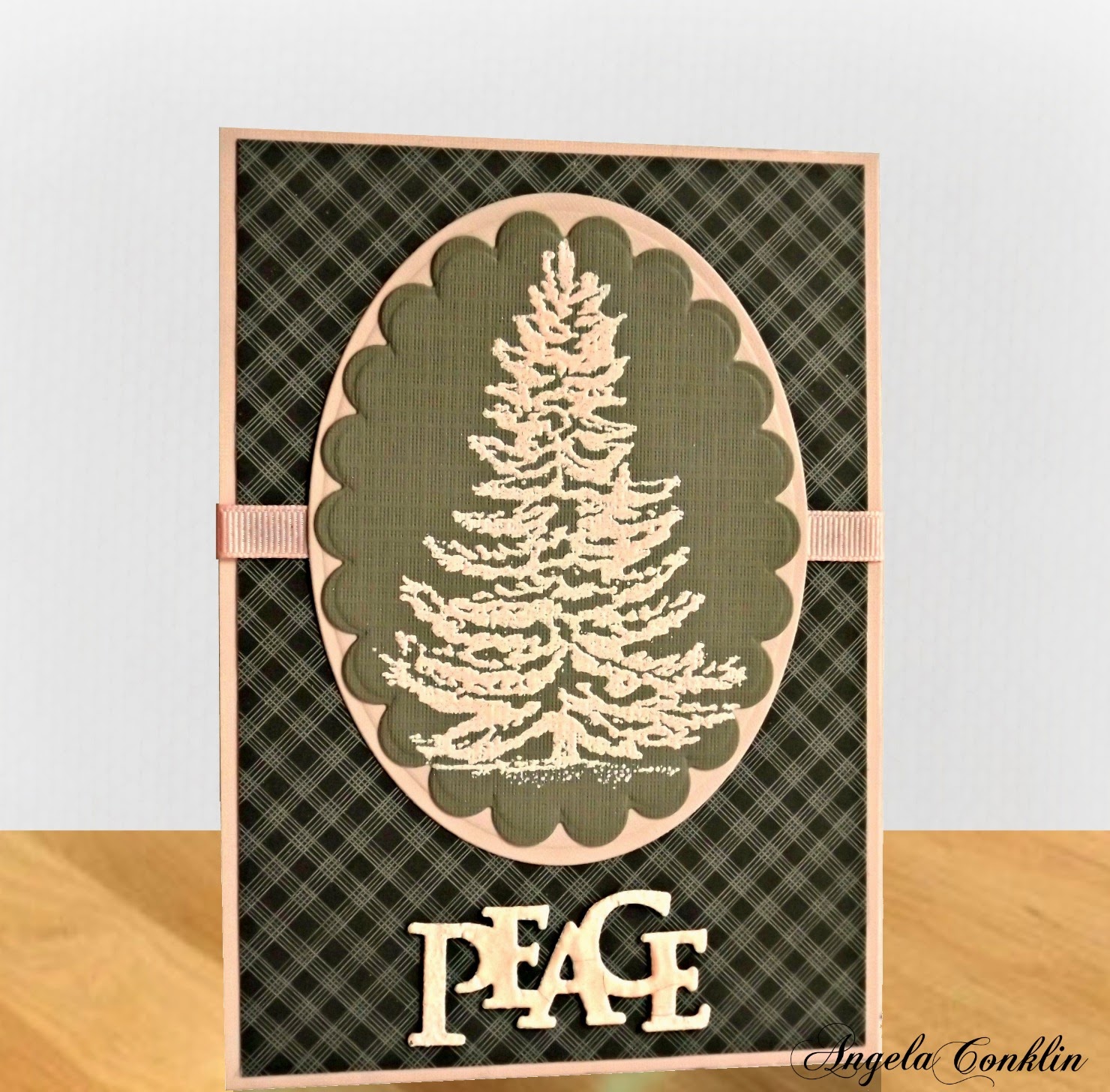 Handmade Christmas Card: Pink and Gray Peace