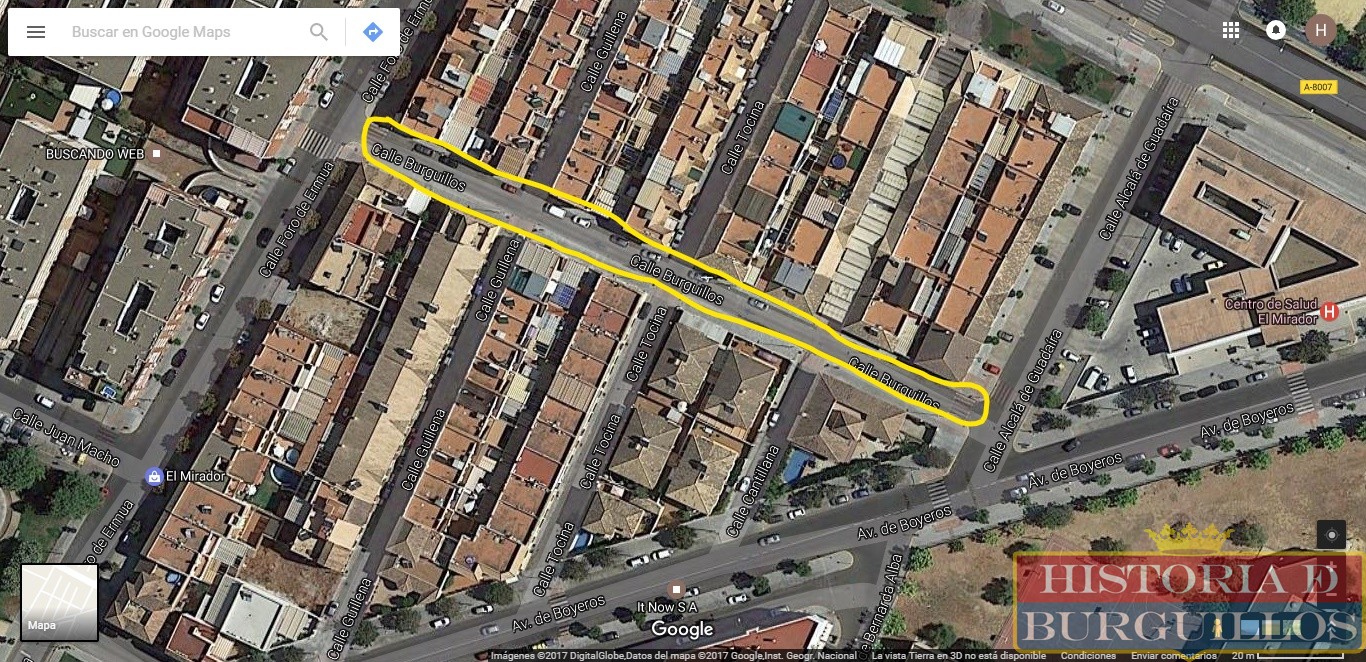 Historia de Burguillos Callejero La calle Burguillos, en San José de