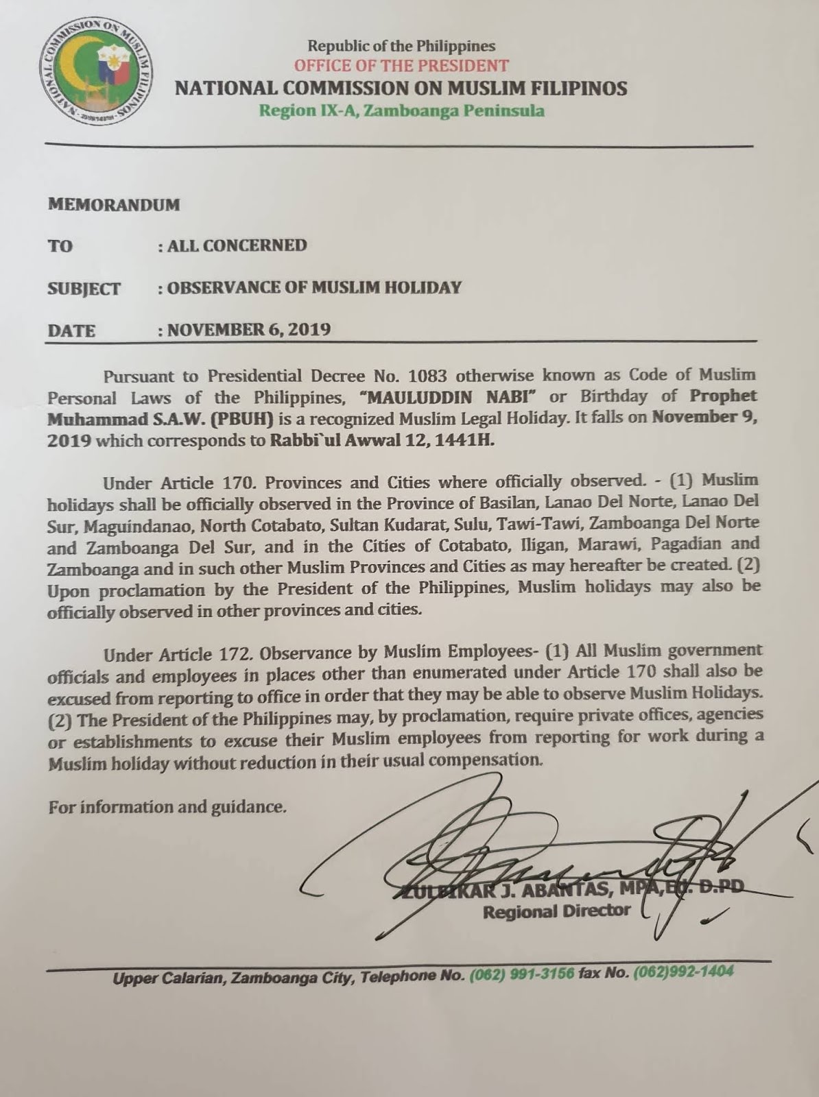 Philippine Holidays Muslim Legal Holiday in some parts Mindanao on