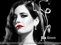 computer wallpaper, eva green, 5221, damn hot look in sin city, red lipstick only rest is black and white