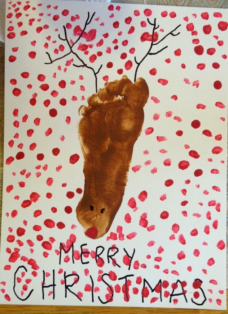 Footprint Reindeer 12 Handprint Footprint Fingerprint Christmas Craft Gift Ideas | directorjewels.com
