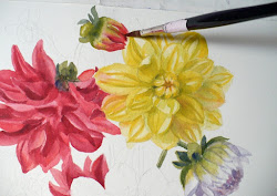 watercolor flower dahlias yellow painting paintings contemplation decided leave background oil