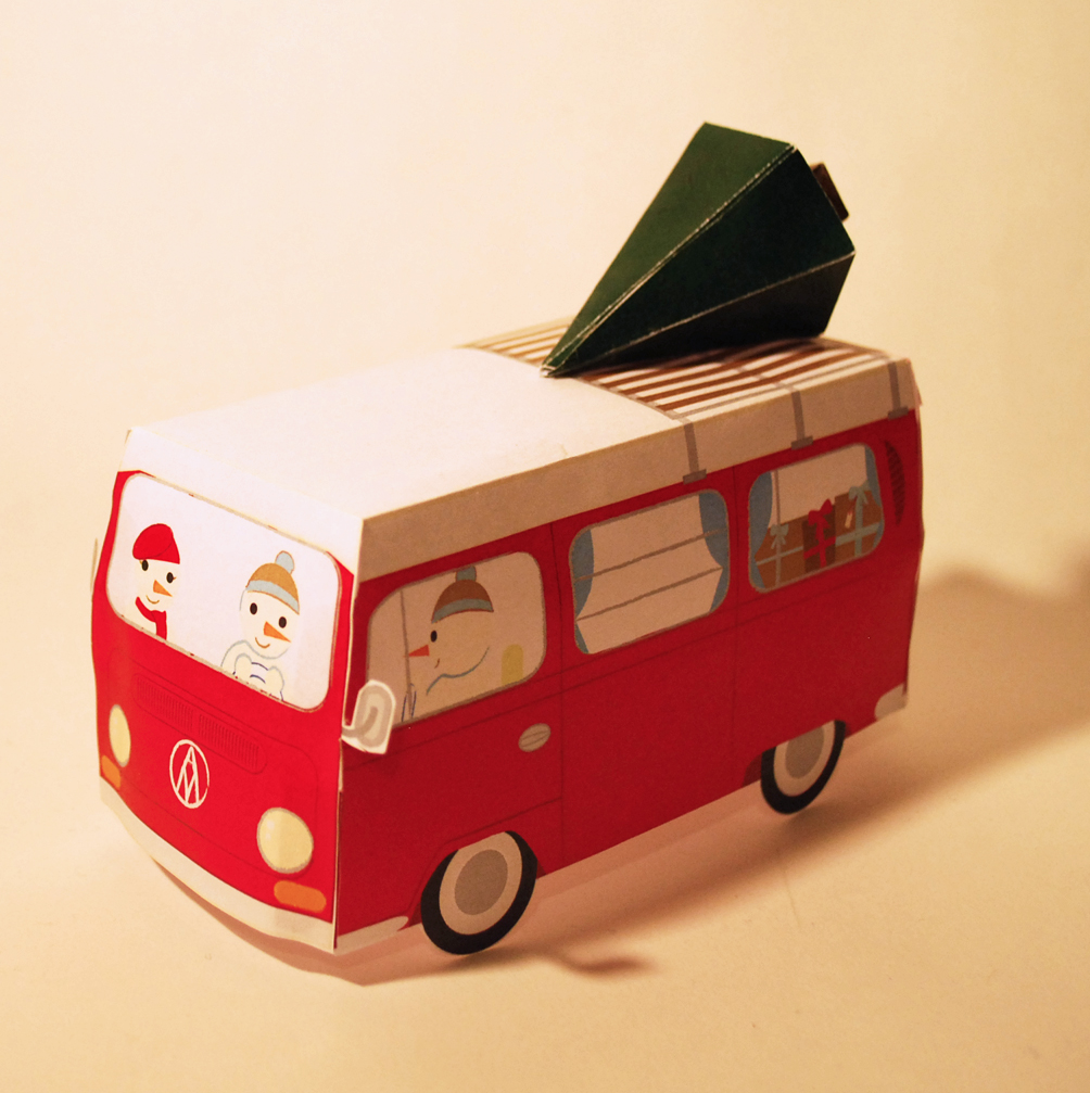 Christmas Camper Van Paper Toy