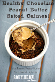 Healthy Chocolate Peanut Butter Cup Baked Oatmeal Recipe - Gluten Free, Vegan