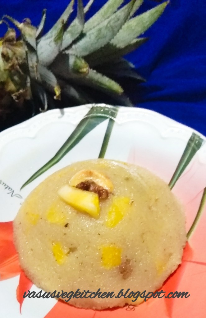 Vasusvegkitchen Pineapple kesari bhat, Pineapple sheera, How to