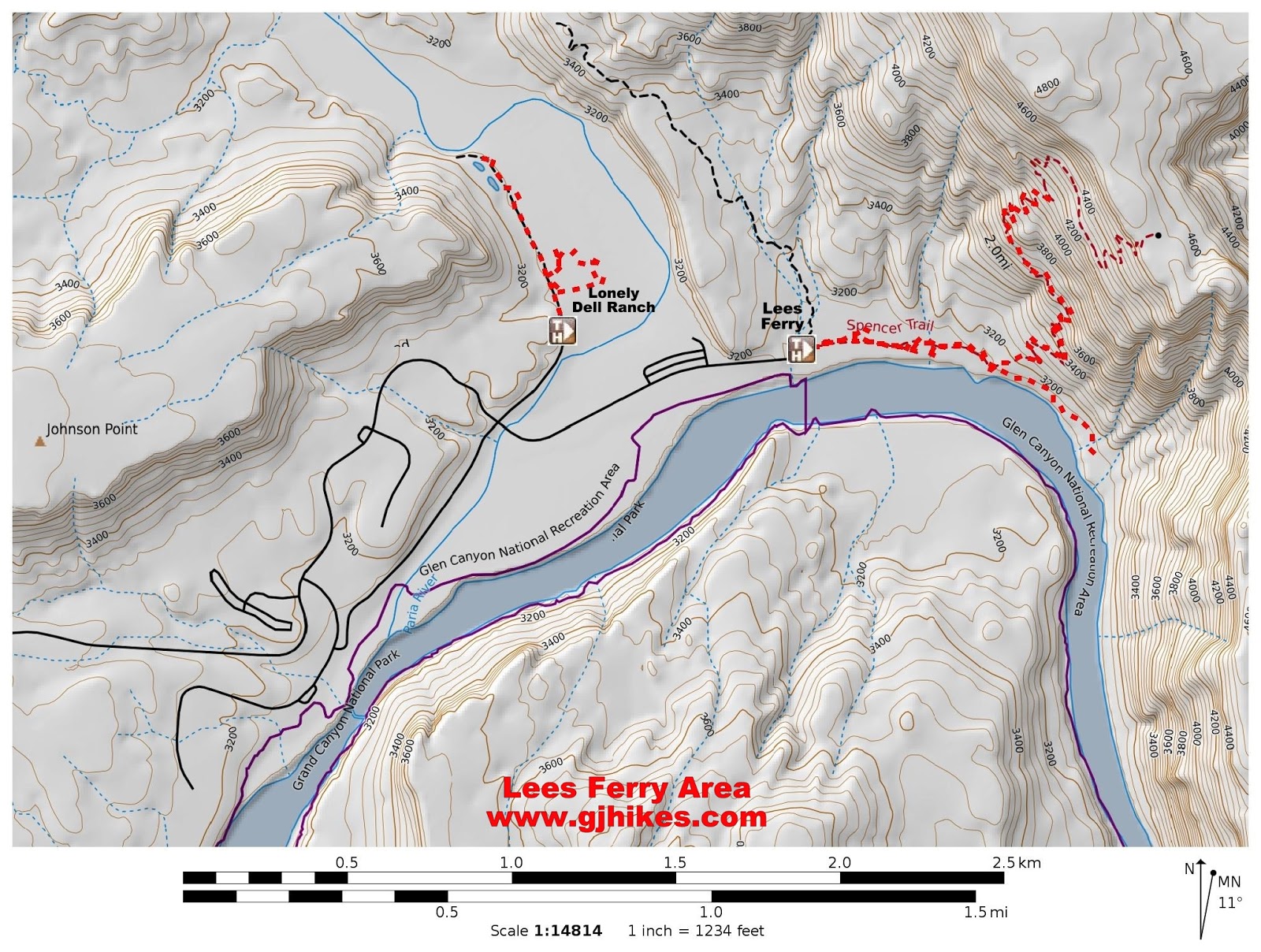 Lees Ferry Fishing Map Gjhikes.com: Lees Ferry