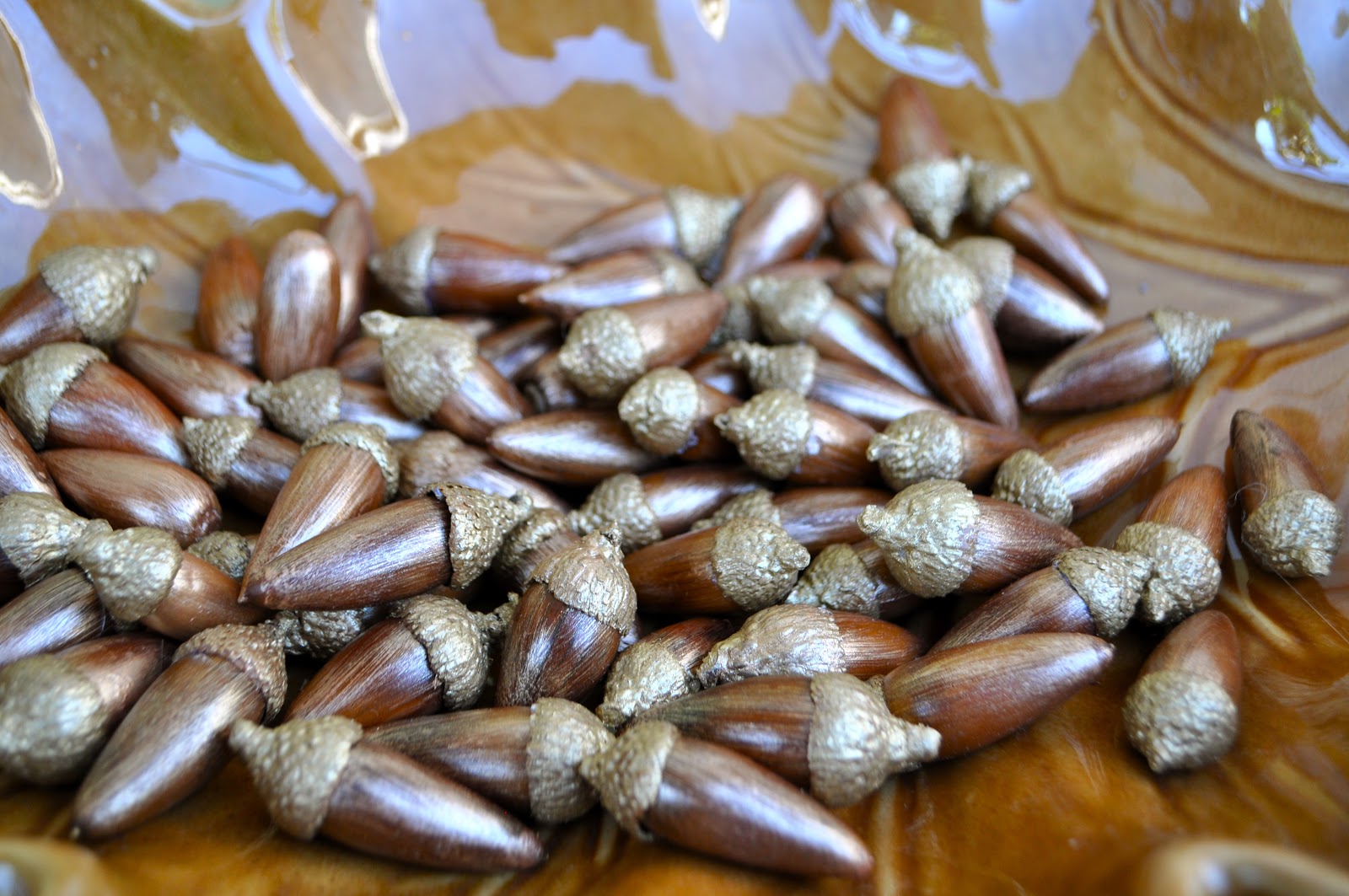 How to Make Gold Acorn Vase Filler {Even If You're Not Crafty!}