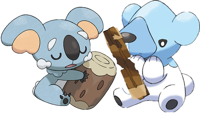Komala compared to Cubchoo Komala Cubchoo Pokémon Sun Moon panda bear log