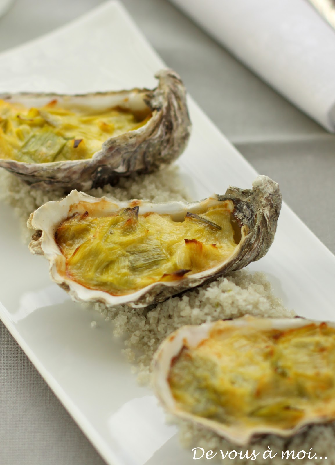 De vous à moi... Huitres Chaudes aux Poireaux, Beurre Blanc au Curry